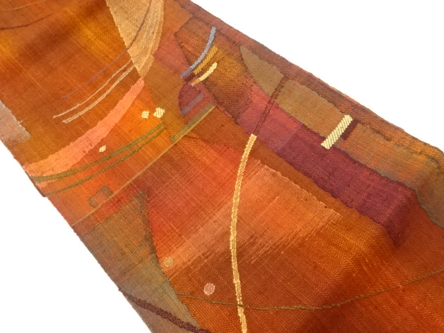 JAPANESE NAGOYA OBI / MAWATA TSUMUGI / WOVEN ABSTRACT